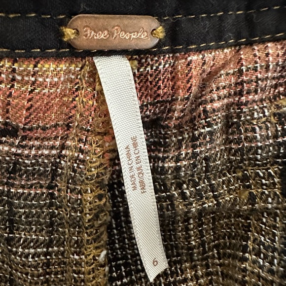 Free People Birch Moss Plaid Low Rise Trouser Pants - Picture 3 of 5